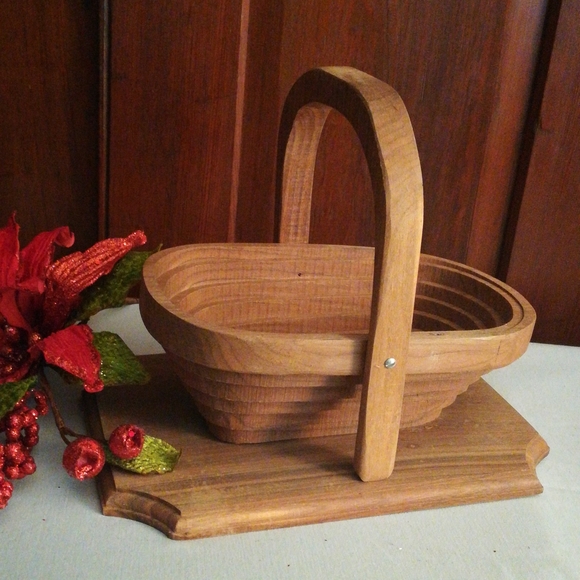 Vintage Handmade Walnut Collapsible Basket by H&L Enterprises - Picture 5 of 11